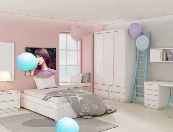 חדר ילדים ורוד לבן