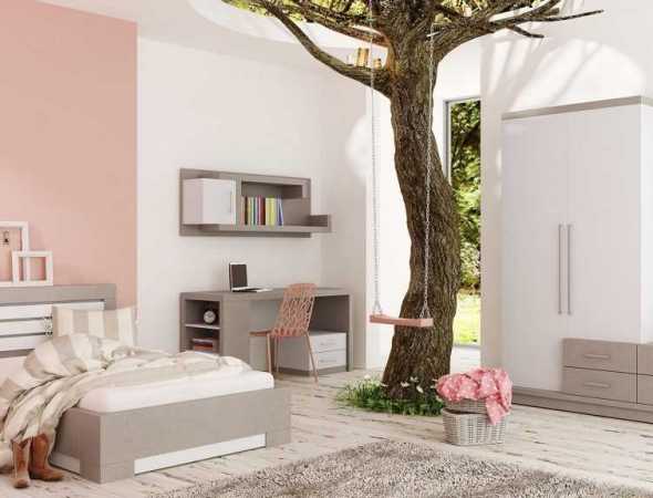 חדר ילדים תכלת ועץ