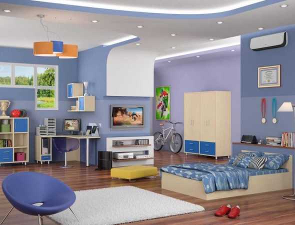 חדר ילדים תכלת ועץ