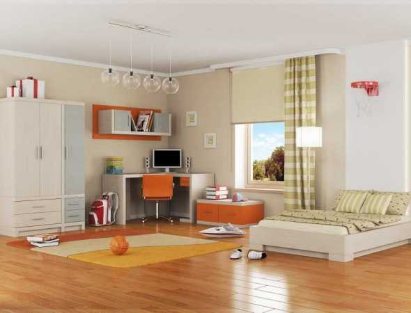 חדר ילדים כתום לבן