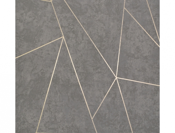 טפט גאומטרי, דפוס מתכתי פשוט ומודרני, בצבעים אפור זהב